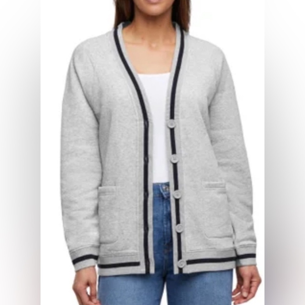 Gap Women's Varsity Fleece Cardigan - Grey - large